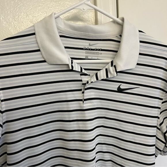 Nike Dri-Fit Polo Men’s M White, Grey, Black Striped Polo - Picture 5 of 5